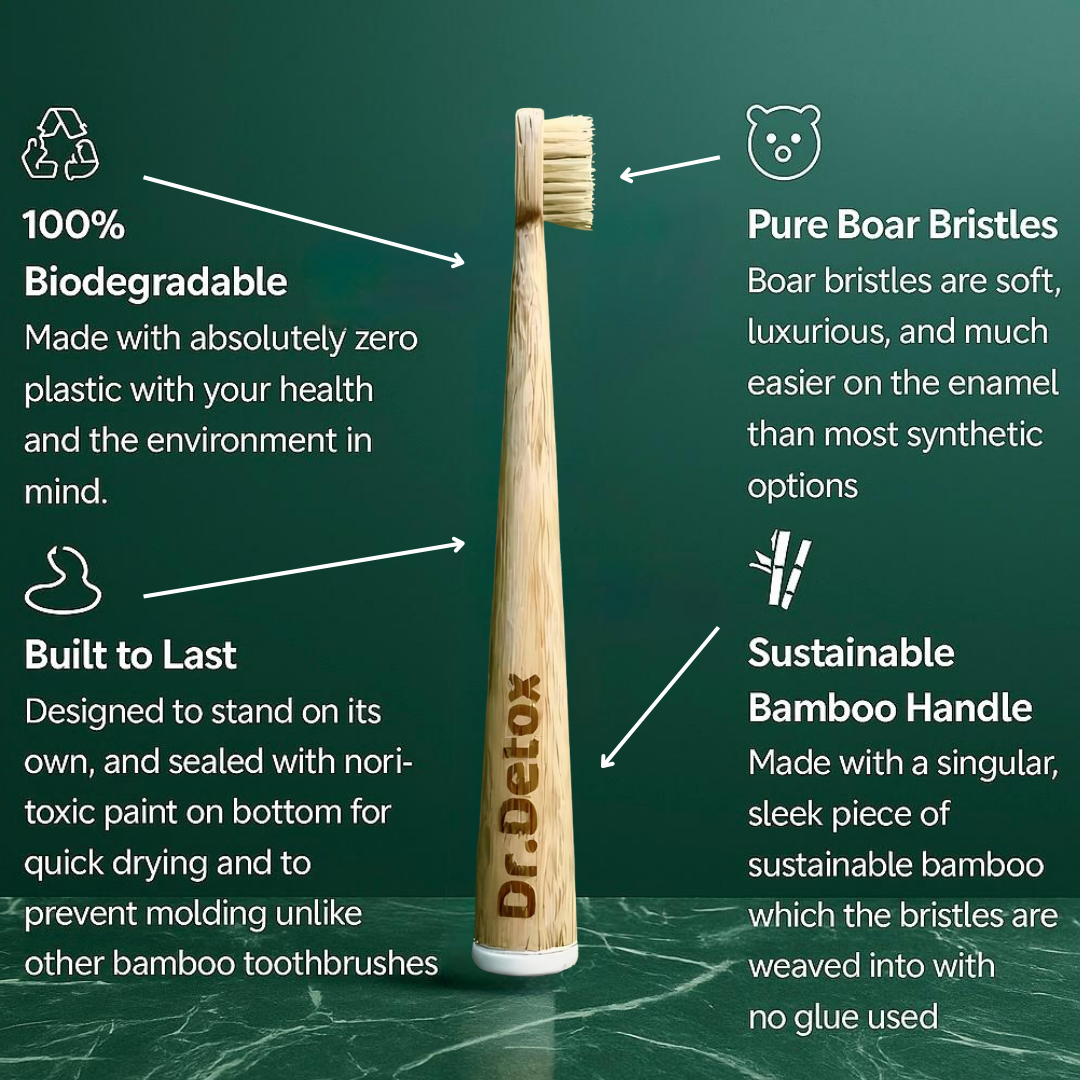 Dr.Detox Boar Bristle Bamboo Toothbrush